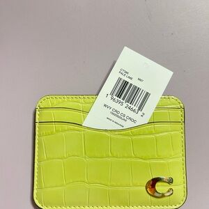 COACH WAVY CROC LIME CARD CASE (CT366)